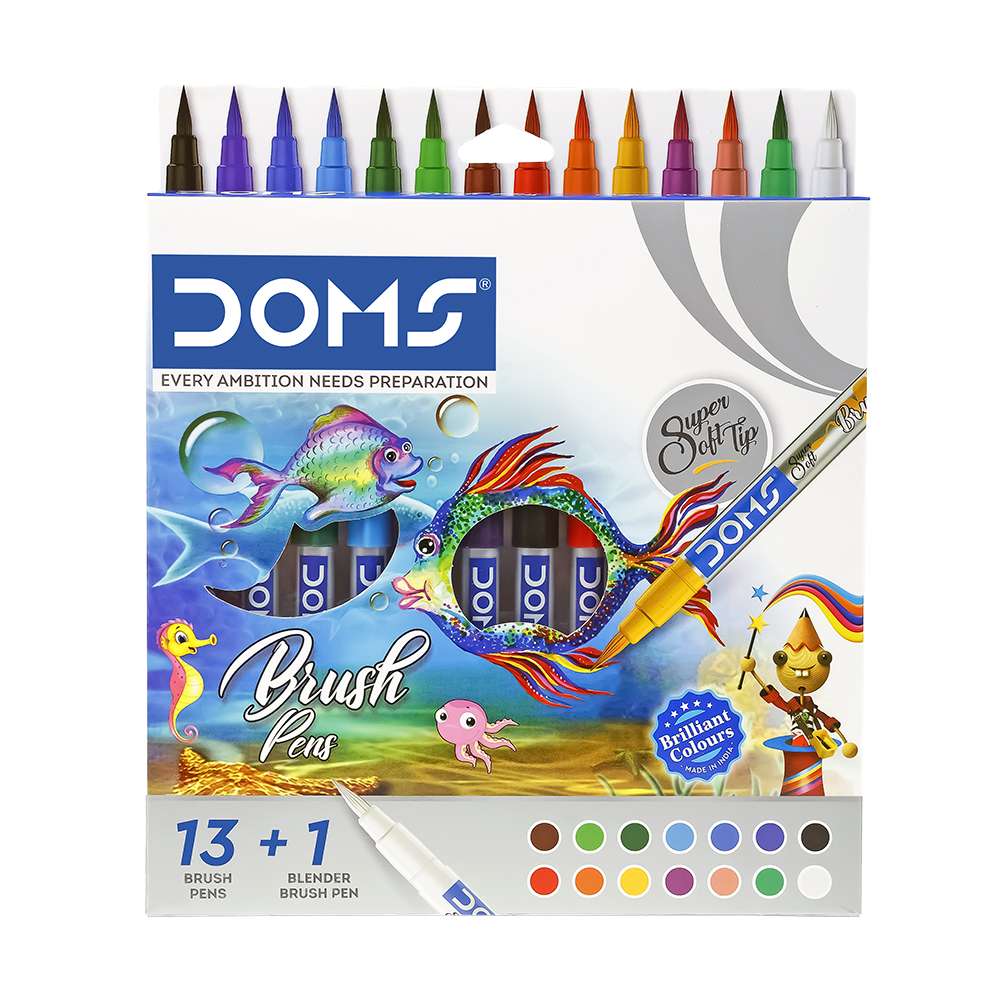 Doms Brush Pens (Set of 14) — Bansal Stationers