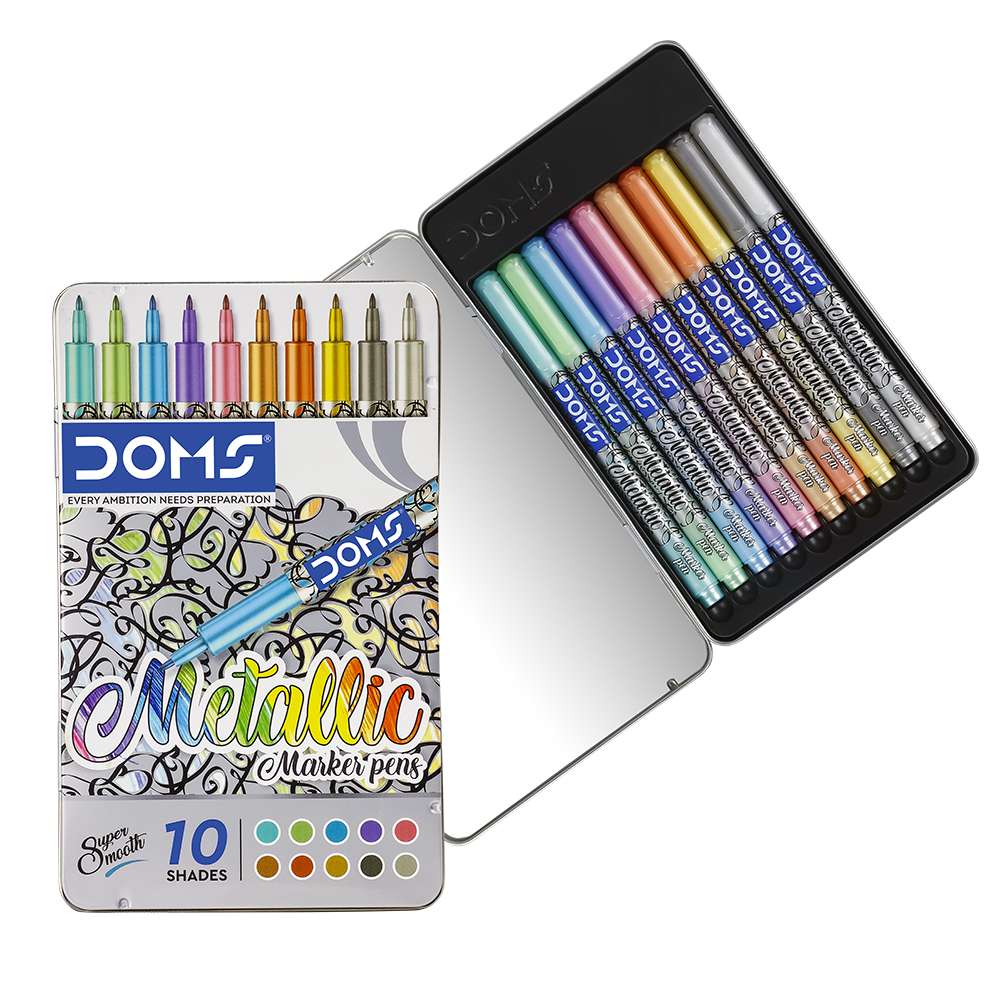DOMS Metallic Marker Pens 10 Pcs Pack - DOMS