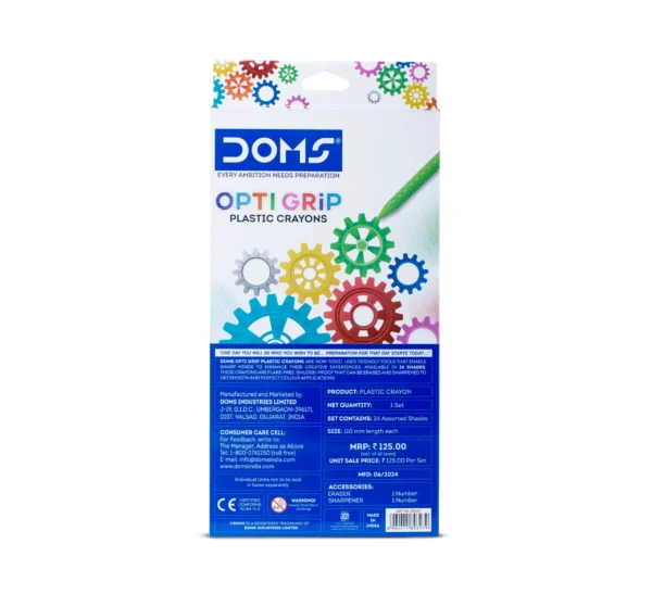 DOMS Opti Grip Plastic Crayons - Image 3