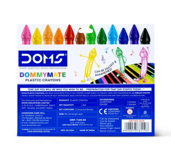 DOMS Dommymate Plastic Crayons - Image 3