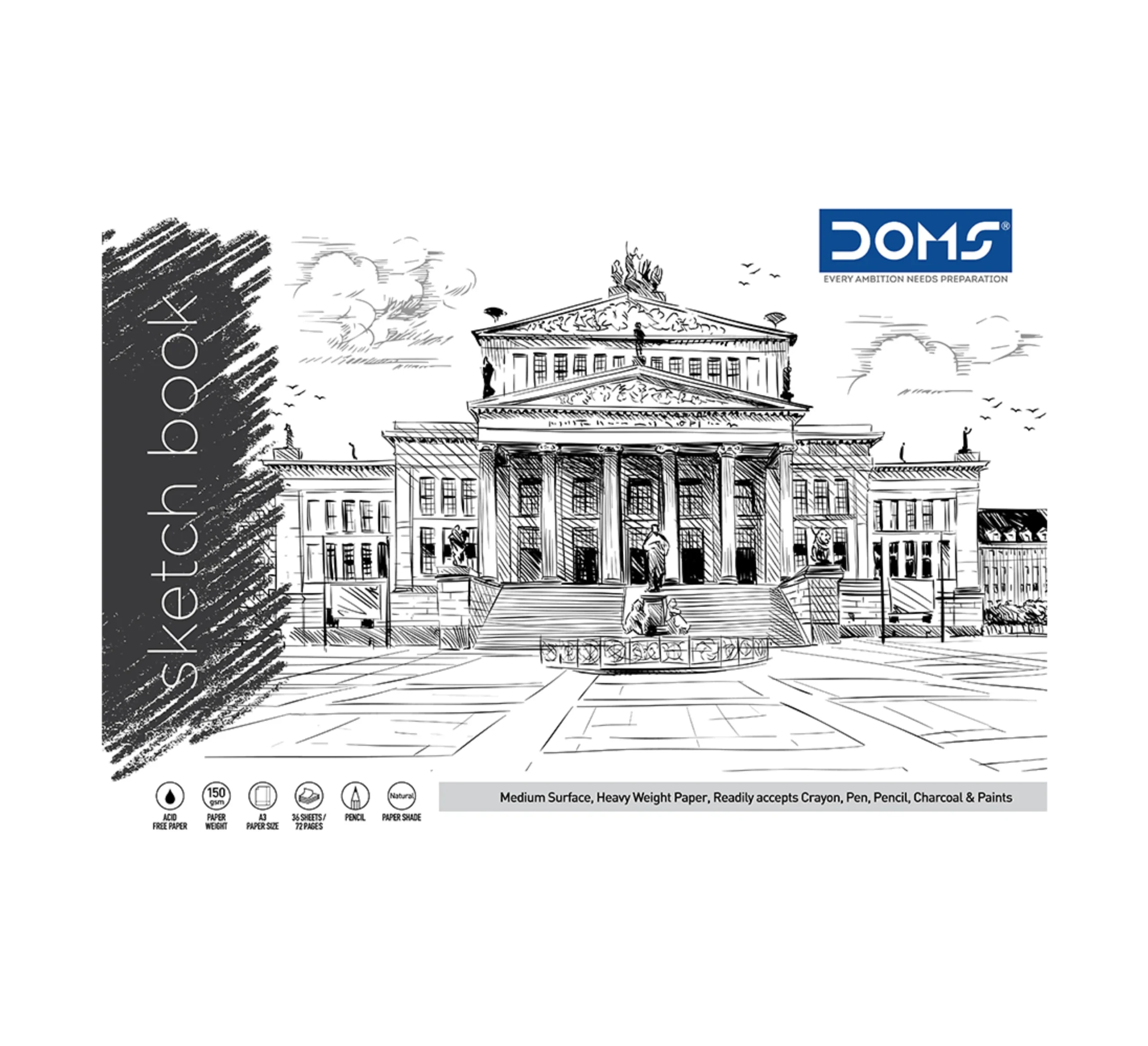 DOMS Sketch Book Wiro- 150 GSM Paper – 29.7×42 Cm