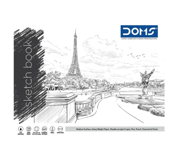 DOMS Sketch Book Wiro- 110 GSM Paper – 27.5×34.7 Cm