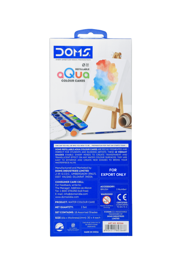 DOMS Refillable Aqua Cakes 12+6 Shades - Image 4